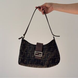 Fendi Black and Brown FF Shoulder Bag